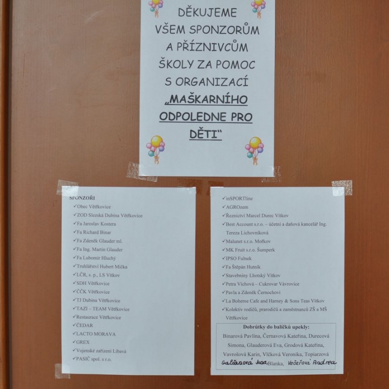14.4. - Maškarní odpoledne pro děti